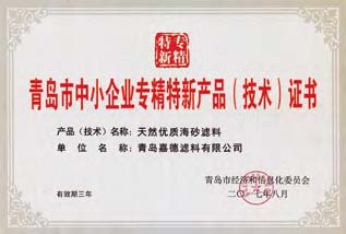 青島市中小企業(yè)專精特新產品（技術）證書